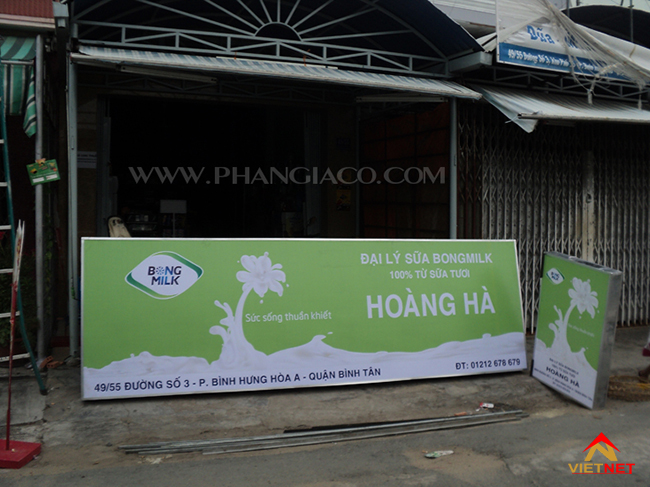 Làm bảng hiệu cửa hàng sữa đẹp tại VietNet