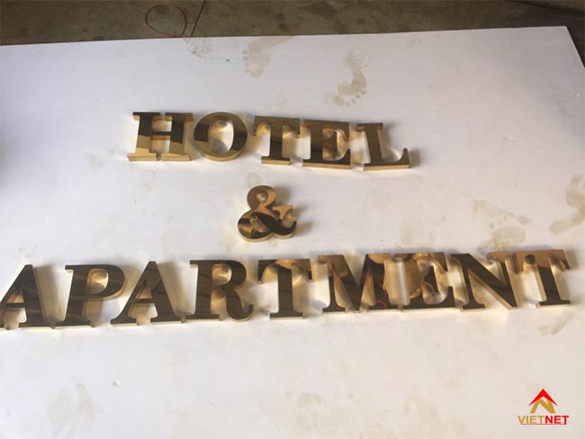Chữ inox vàng hotel & apartment 3
