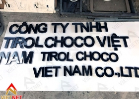Bảng hiệu chữ inox xước đen Công ty Tirol Choco Việt Nam