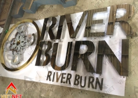 Logo và chữ inox trắng River Burn