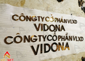 Làm chữ inox vàng gương công ty VLXD Vidona đẹp