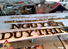 Gia công chữ inox vàng Trường THPT Nguyễn Duy Trinh Nghệ An