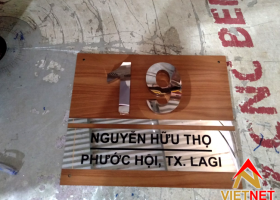 Bảng số nhà alu giả gỗ Tx Lagi Bình Thuận