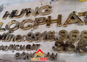Gia công chữ inox vàng bảng hiệu công ty Hưng Lộc Phát