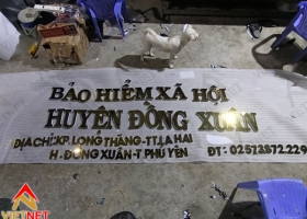 Chữ inox vàng gương BHXH Huyện Đồng Xuân
