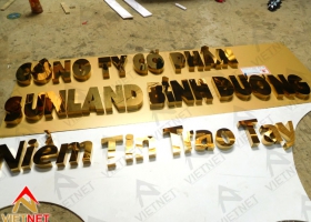 Chữ inox vàng bảng hiệu Công ty CP SunLand Bình Dương