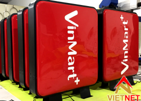 Làm hộp đèn mica hút nổi cho cửa hàng VinMart+